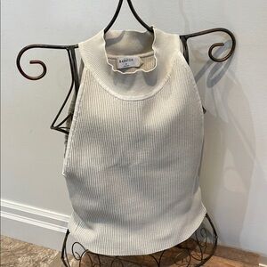 Aritzia Babaton Ribbed Mock Neck Top in Cream